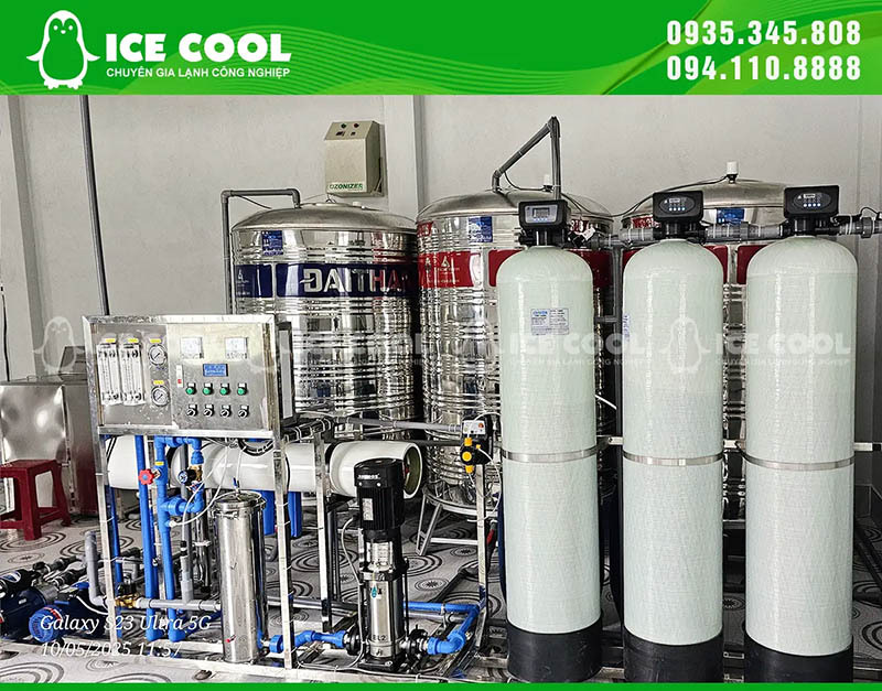 Hệ thống lọc nước phục vụ cho việc làm đá và sản xuất nước đóng bình
