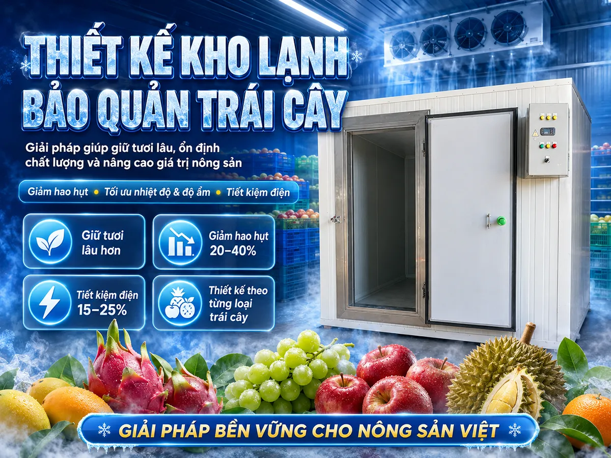Thiết kế kho lạnh bảo quản trái cây đóng vai trò then chốt trong việc kéo dài thời gian tươi của nông sản, đảm bảo chất lượng và giá trị thương phẩm khi đưa ra thị trường